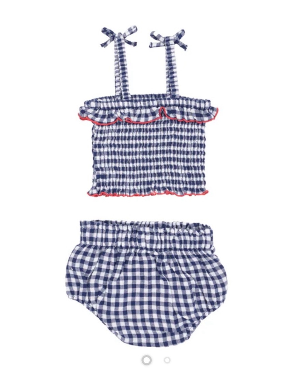 Angel Dear - Navy Gingham Smocked Ruffle Top + Bloomer